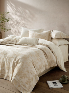 Mercury | Cotton-Linen Satin Jacquard Luxurious Bed Sheet and Duvet Cover Set