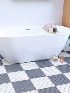 【COD】30x30CM Thickened And Upgraded Pvc Hollow Toilet Bathroom Non-Slip Bath Mat Waterproof Carpet Shower Room Porous Multi-Color Non-Slip Suction Foot Massage Mat Toilet Can Be Cut Free Splicing Floor Shower Mat