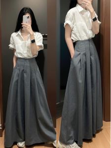 Summer Chic Short Sleeve Shirt And Mini Skirt Set Womens Fashion Mature Style Two-Piece Suit Lightweight Streetwear