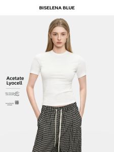 BEIQIANI | Tencel Viscose Lined Short Sleeve Blouse 3D Print Slouchy Fit