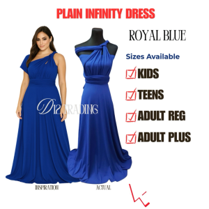(ROYAL BLUE) Plain Infinity Dress For Sizes Kids Teens Adult Regular & Adult Plus for Wedding Bridesmaid and Special Occasion