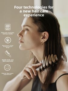 KRRAMEL | Pig Bristle Hair Care Comb with Massaging Pads for Wet and Dry Use