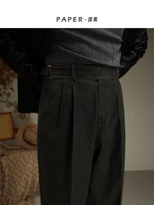 High Waist Cotton Wide Leg Pants Mens Casual Fashion Urban Style Washed Denim Straight Cut Trousers for Daily Wear