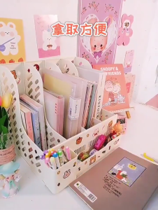 FREE STICKER!!! File Rack Stand Holder Plastic Bookshelf Desktop Data Organizer File Frame Storage Rack 桌面文件架收纳盒