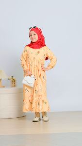 ADIVA Baju Gamis Anak Perempuan Murah And Lucu Bahan Rayon Kerudung bergo Jersey