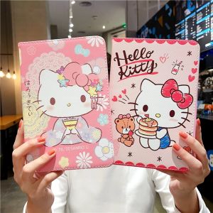 Hello Kitty iPad Cover Case for iPad Mini 6 iPad Air 3 4 5 iPad Pro 10.5 11 Shockproof Flip Protective Cover Case Holder for iPad 5 6 7 8 9 10th Table Case