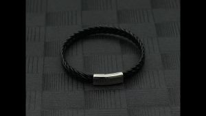 Vòng Đeo Tay Nam Bằng Da Tết Cao Cấp Với Khóa Từ Tính Bằng Thép Không Gỉ Charm Thủ Công Mạ Kẽm Đen Dành Cho Doanh Nhân