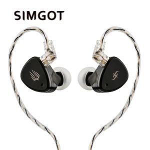 SIMGOT EM6L Headphone 1DD + 4BA Hybrid Driver In-ear Monitor HiFi IEM with Detachable OFC Silver Cable for Musician Audiophile