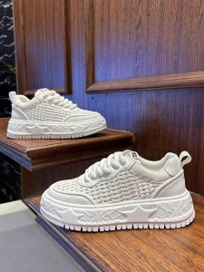 Mens Summer Breathable Mesh Casual Thick Bottom Sneakers Youth Trendy All-Match White Fashion Shoes Comfortable Low Top