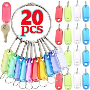 20Pcs Colorful Multicolor Keychain Crystal Clear Label Luggage ID Tags Hotel Number Classification Card DIY Key Ring Kit Craft