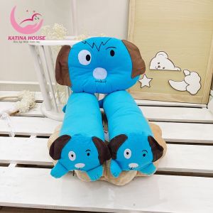 Bộ gối chặn cho trẻ sơ sinh Katina House vải cotton cara gối nằm lõm hình thú mềm mại thoáng mát