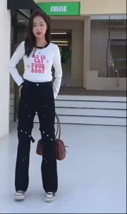 กางเกงยีนส์ผู้ชาย กางเกงขากระบอก  กระบอกวินเทจสไตล์อเมริกัน ผ้ายีนส์สีดำ ผ้าไม่ยืด กางเกงขากระบอก กางเกงขายาว 💥พร้อมจัดส่ง💥