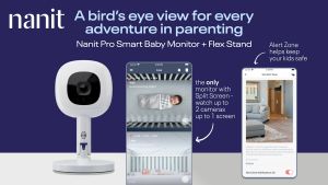 nanit Baby Monitor Pro Smart WiFi Camera &amp Flex Stand Portable Monitor for Breath Tracking Night Vision 2-Way Talk Back Smart Alerts and Tracking Temperature &amp Humidity Soothing Baby to Sleep
