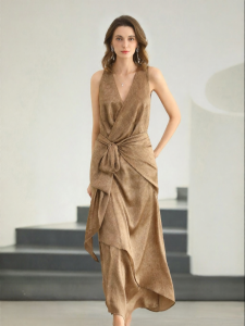 COCOBELLA | Design V-Neck Wrap Irregular Band Women Dress