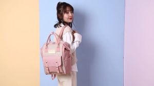 Retail Ministry Pawfect Square Trendy Mummy Contrast Color Travel Backpack Waterproof Shoulder Bag