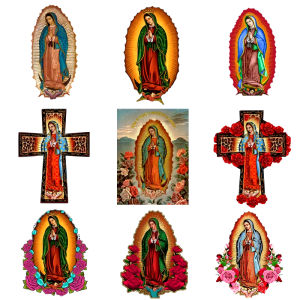 2pcs Our Lady of Guadalupe Christian Virgin Mary Patches Clothes Heat Transfer Stickers DIY T-Shirt Iron On For Women Appliqued