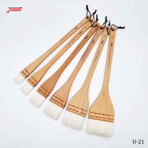 Professional Watercolor Base Coat Brush Log Pen Handle U-21 Woolen Row Brush Glossy Tip Golden Clay Traditional Chinese Calligraphy Brush