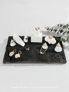 Black Gypsum Jewelry Display Tray Storage Organizer for Necklaces Earrings Fashion Accessories Photography Props