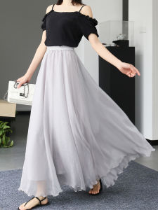 Elegant Flowing A-Line Midi Skirt for Women High Waist Slimming Mesh Skirts Autumn Winter New Arrival Soft Gentle Style