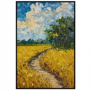 Tranh phong cảnh làng quêcánh đồng lúa chín vàngphong cảnh làng quêtranh treo tườngdán tường.CGI-512