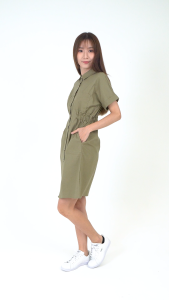 Forest Dress Perempuan | Forest Ladies Cotton Linen Button Up Woman Collar Dress - 885100