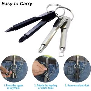Portable Phillips Slotted Screwdriver Key Ring Multi Mini Pocket Repair Tool Gadget