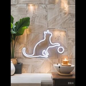 Chi-buy LED Neon Cat USB Powered Neon Signs Night Light 3D Wall Art Bedroom Room Decor Lamp Signs Birthday Gift