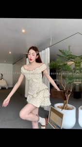 Antnineพร้อมส่ง เสื้อปาดไหล่กระดุมผ่าหน้า ลายจุดงานฮิตมากๆ เนื้อผ้าดีสวมใส่สบาย