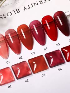 Ai La Nuo 8ML Icy Garnet Gel Nail Polish Soak Off UV LED CNY Red Colors Gel 2025冰透甲油胶石榴红色甲油胶套装美甲店专用冰透红新年红酒红指甲光疗胶