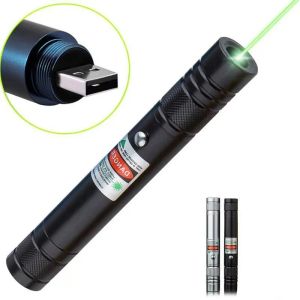 Đèn pin lazer siêu mạnh nhỏ gọn bỏ túi sạc lại qua cổng USB tia xanh