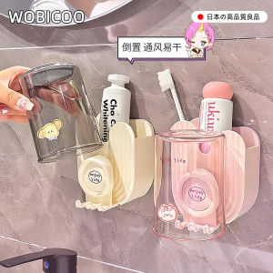 High-End Student Toothbrush Toothpaste Storage Cup Wall-Mounted Bathroom Rack Dormitory Bedroom Childrens Brushing Cup Organizer