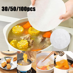 30-100Pcs Oil Absorbing Paper For Kitchen Food Grade Oil Scum Filter Paper For Absorb Round Soup Fried Cooking Fried Food Tool