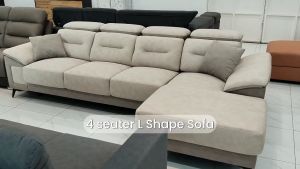 EGO Pet Friendly L Shape Sofa / Easy Clean 4 Seater L shape /Sofa with stool / Premium Fabric L Sofa / 4 Seater Murah/ Grey/READY STOCK