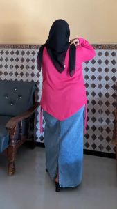 Top blouse jumbo serut samping kiri & kanan lengan panjang Atasan knit rib tali serut kekinian korean style