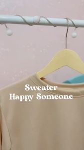 Sweater Crewneck Oblong Wanita Kekinian HAPPY BAKE SOMEONE Size M-L-XL-XXL Jumbo