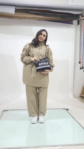 NEW!! Jas Hujan Hoodie Pria Wanita Bahan PVC Tebal Elastis Setelan Hoodie