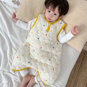Autumn Winter Baby Cotton Swaddle Blanket Anti-Kick Sleep Bag Vest Style Romper Thickened Cotton Lined Child Four Seasons Suit