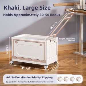 MEIZHUFU | Foldable Book Storage Box with Wheels and Handle