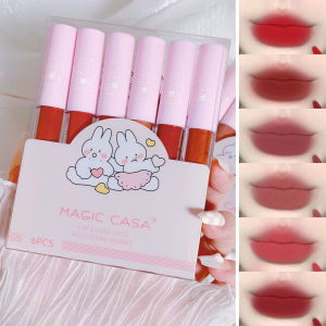 6pcs Matte Velvet Lip Glaze Non-Stick Cup Waterproof Lasting Moisturizing and Not Easy To Fade Lip Gloss Set