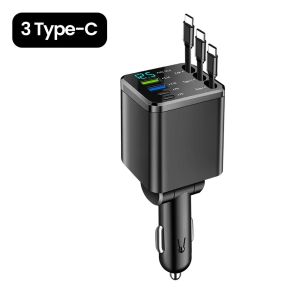 Kebidumei | 7 In 1 Quick Phone Charger 148W PD Type C Dual USB Phone Charger Digital Voltmeter with 3 Retractable Cables For IPhone Huawei