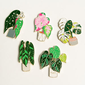 Green Plant Potted Plant Fridge Magnet Metal Creative Home Decorations Leaf Shape Magnet Gifts for People Home Decoration Accessories