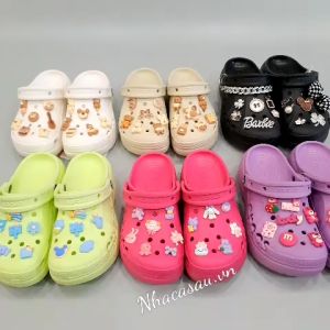 Dép sục classic baya platform đế cao 4 phân nam nữ tặng kèm 10 charm jibbitz sticker 3D - Nhà Cá Sấu Đà Nẵng