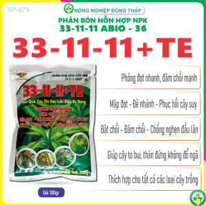 [COMBO 3 GÓI] Phân Bón Hỗn Hợp NPK 33-11-11 ABIO-36 33-11-11+TE – Hiệu Quả Tức Thì Sau Lần Đầu Sử Dụng Phóng Đọt Nhanh Đâm Chồi Mạnh Mập Đọt-Đẻ Nhánh-Phục Hồi Cây Suy-Bật Chồi-Đâm Chồi-Chống Nghẹn Đầu Lân (Gói 250g)