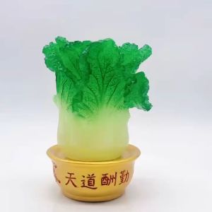 Fortune Cabbage Pen Holder Decoration Desk Topper Cosmetic Brush Stand Nail Art Dragon Horse Decor