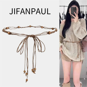 Brown Woven Waist Cord Tassel Decorated Dress Sweater Belt Bohemian Style Casual Fashion for Young Women Summer Season