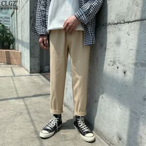 Outdoor Mens Loose Fit Lightweight Summer Work Trousers Multi-Pocket Sports Pants Casual Nine-Point Fleece-Lined Cargo Pants