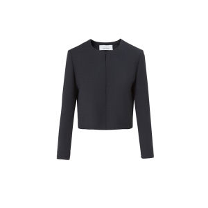 LANCY FROM 25 | Lancy From 25 Grey Woolen Short Jacket Womens Round Neck Box Type Winter New Style Commute Style Button Design Regular Sleeve