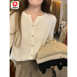 เรียบหรู คอวี เสื้อสเวตเตอร์ถัก Early ฤดูใบไม้ร่วง เปิด คาร์ดิเกน ผู้หญิง กระดุมไม่ซ้ําใคร ดีไซน์ เสื้อฐานแขนยาว เสื้อท่อนบน
