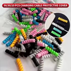 2PCS Cable Protector Cover Silicone Bobbin Winder for IPhone Samsung Xiaomi Poco USB Cable Charger Cable Cord Organizer Clip