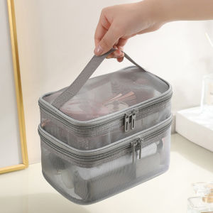 Large Capacity Portable Makeup Bag Cosmetic Storage Bag Mesh Ladies Wash Bag Travel Kit Beauty Products Organizer Bag